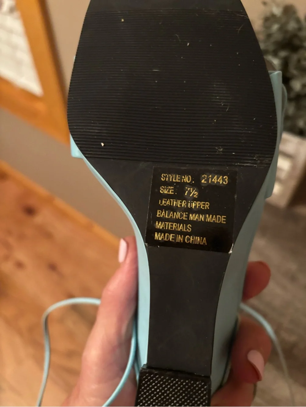 NEWPORT NEWS LACE UP  BABY BLUE FLOWER WEDGE SIZE 7.5